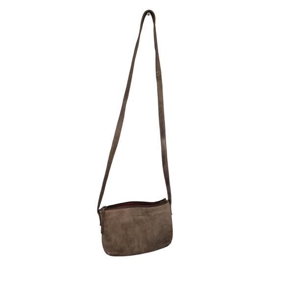ANTHROPOLOGIE ROCK PAPER SCISSORS Gray Leather Mini Crossbody with Top Zipper - Picture 1 of 7